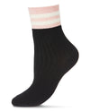 Women's Luxe Cotton Blend Athletic Striped-Cuff Crew Sock : Color: Black