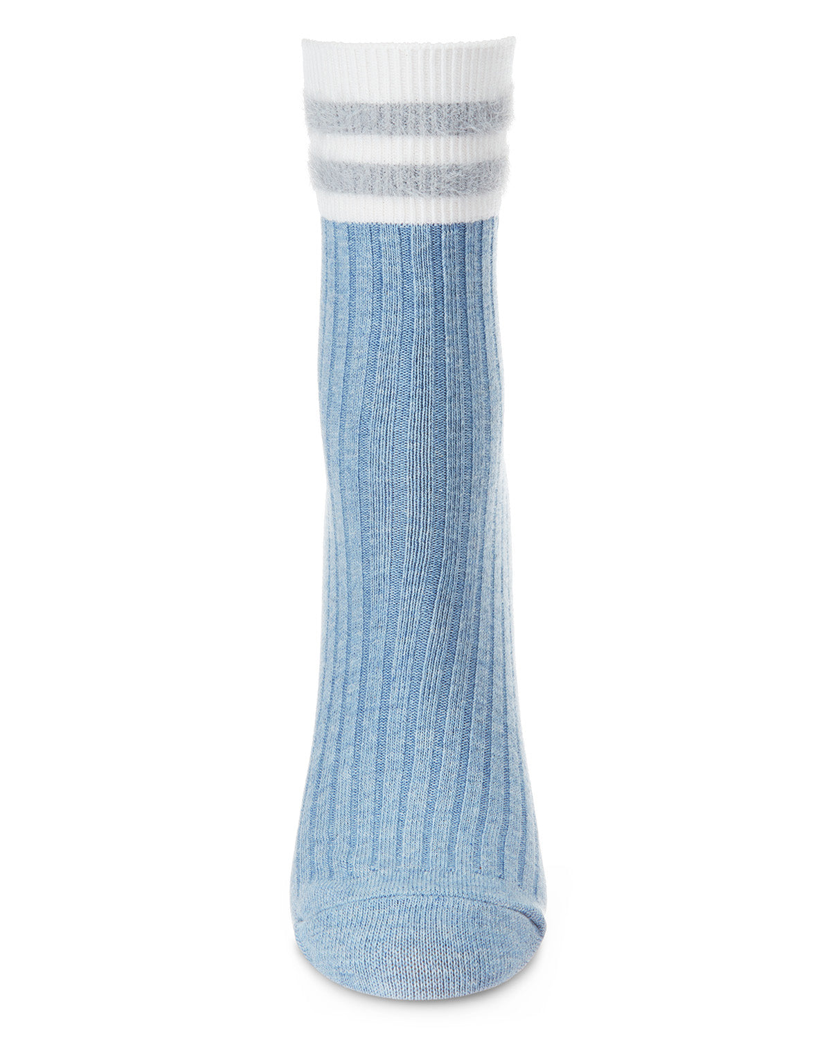 Women's Luxe Cotton Blend Athletic Striped-Cuff Crew Sock : Color: Black