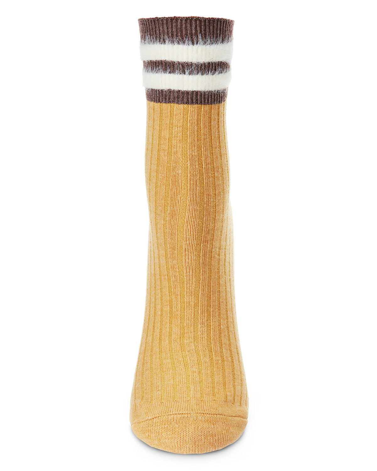 Women's Luxe Cotton Blend Athletic Striped-Cuff Crew Sock : Color: Black