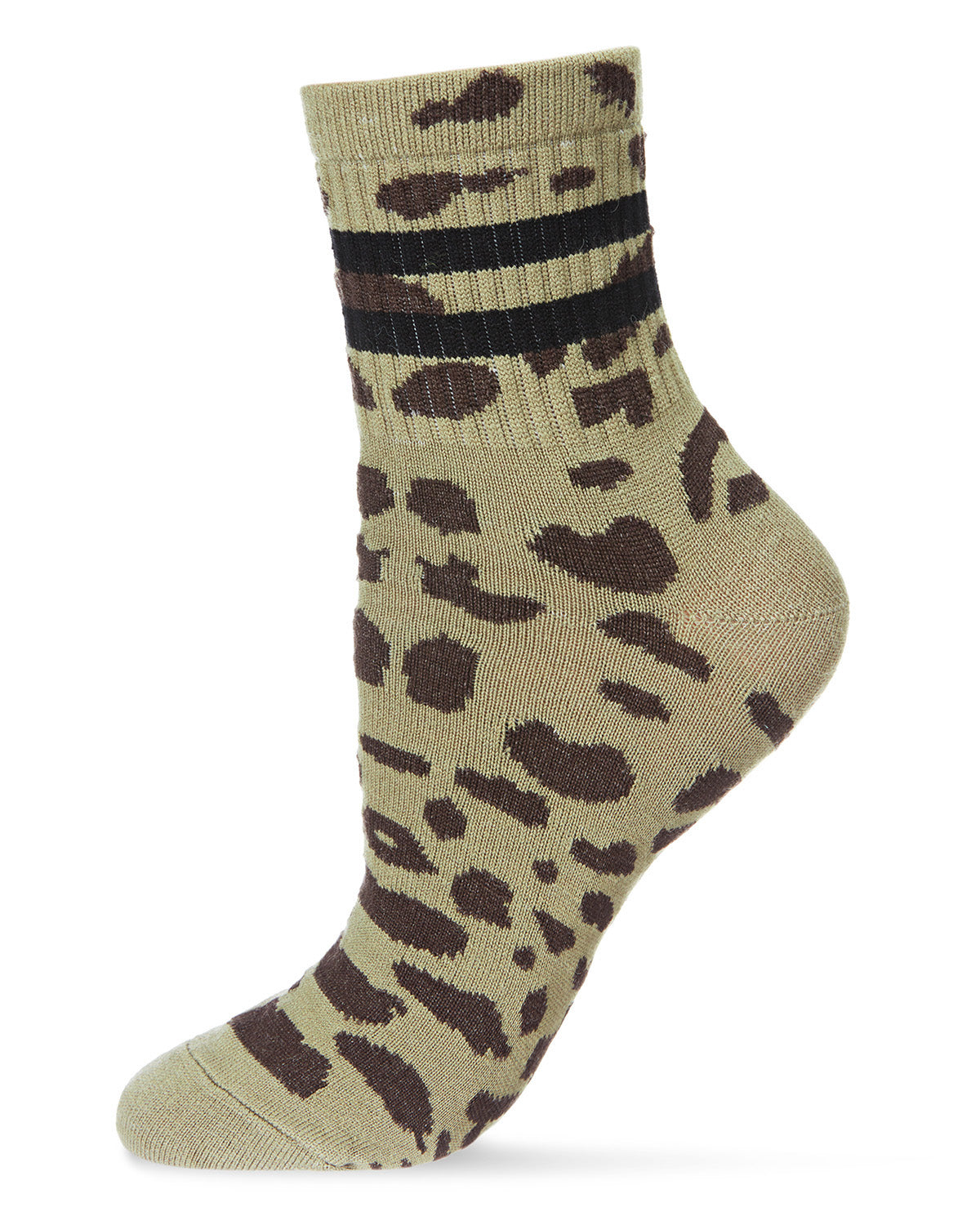 Women's Running Wild Ringer Cotton Blend Crew Sock : Color: Khaki Green