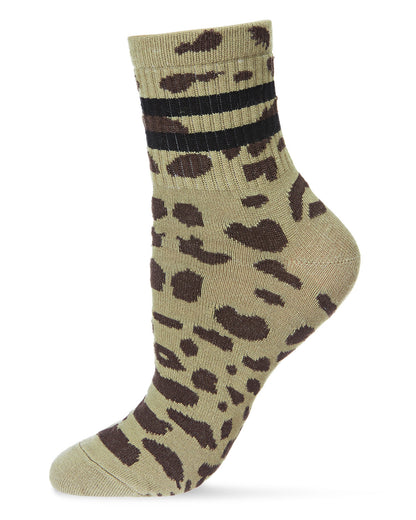 Women's Running Wild Ringer Cotton Blend Crew Sock : Color: Khaki Green