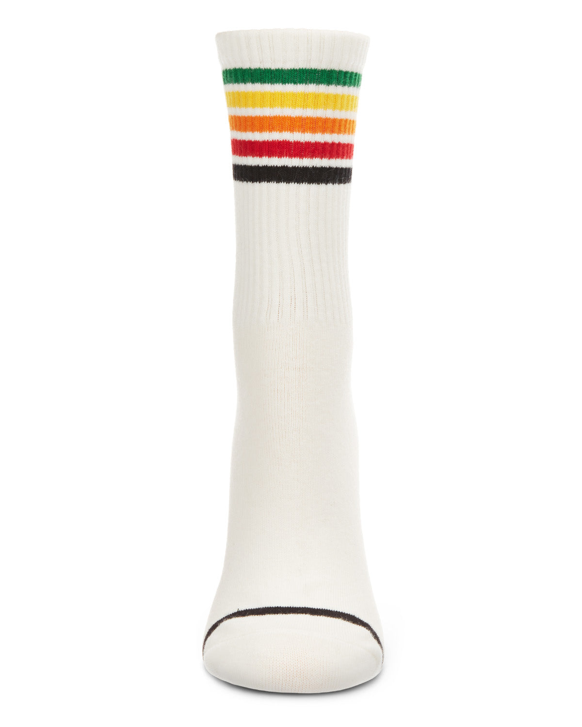 Women's Rainbow Stripe Athletic Cotton Blend Crew Sock : Color: Gray Heather