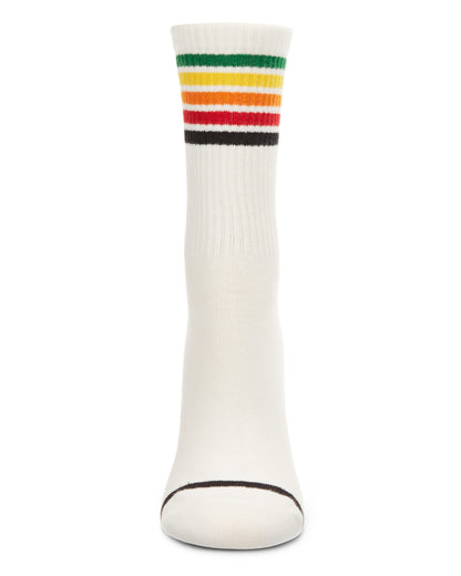 Women's Rainbow Stripe Athletic Cotton Blend Crew Sock : Color: Gray Heather