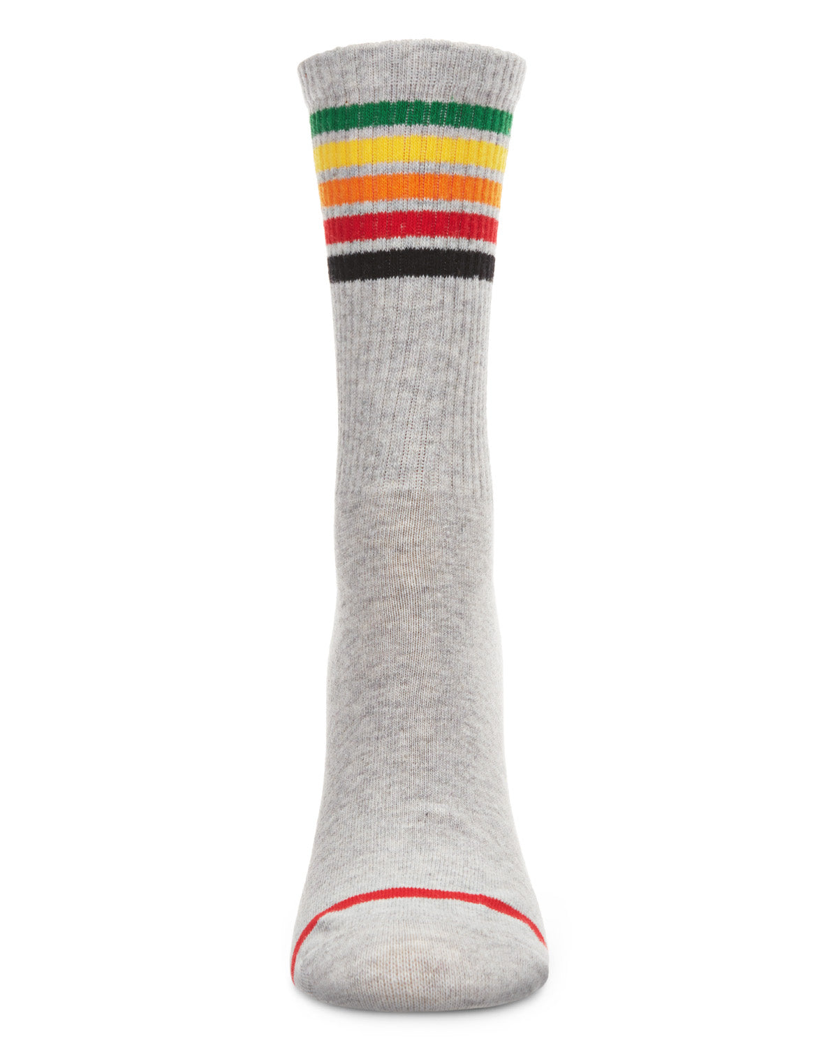 Women's Rainbow Stripe Athletic Cotton Blend Crew Sock : Color: Gray Heather