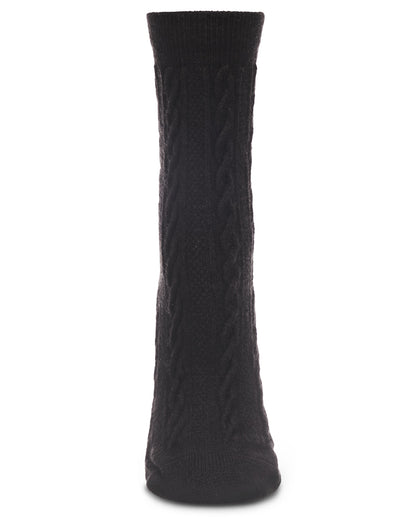 Women's Classic Cozy and Warm Cable Knit Crew Socks : Color: Black
