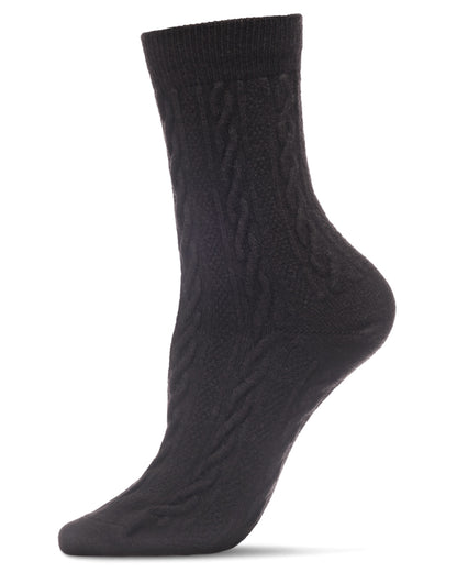 Women's Classic Cozy and Warm Cable Knit Crew Socks : Color: Black