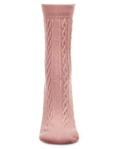 Women's Classic Cozy and Warm Cable Knit Crew Socks : Color: Black