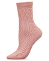 Women's Classic Cozy and Warm Cable Knit Crew Socks : Color: Dusty Rose