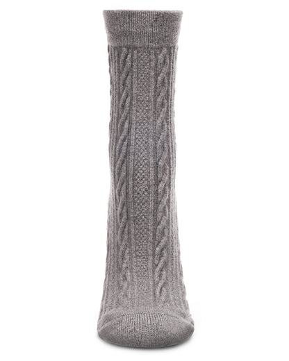 Women's Classic Cozy and Warm Cable Knit Crew Socks : Color: Black