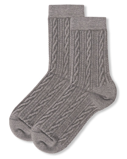 Women's Classic Cozy and Warm Cable Knit Crew Socks : Color: Black