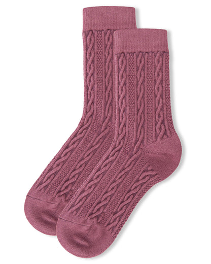 Women's Classic Cozy and Warm Cable Knit Crew Socks : Color: Black