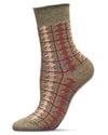Women's Houndstooth Plaid Roll Cuff Crew Socks : Color: Moss Heather