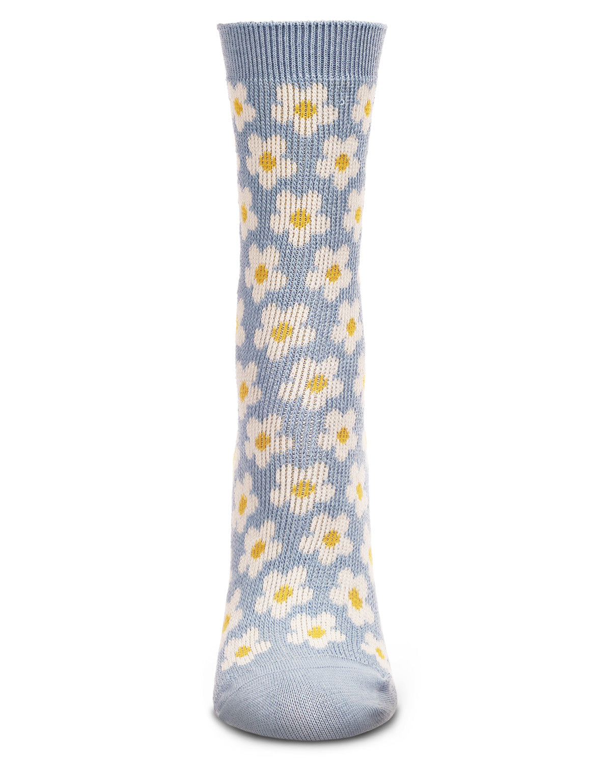 Women's Mod Vintage Style Sweet Daisy Cotton Blend Crew Sock : Color: Blue