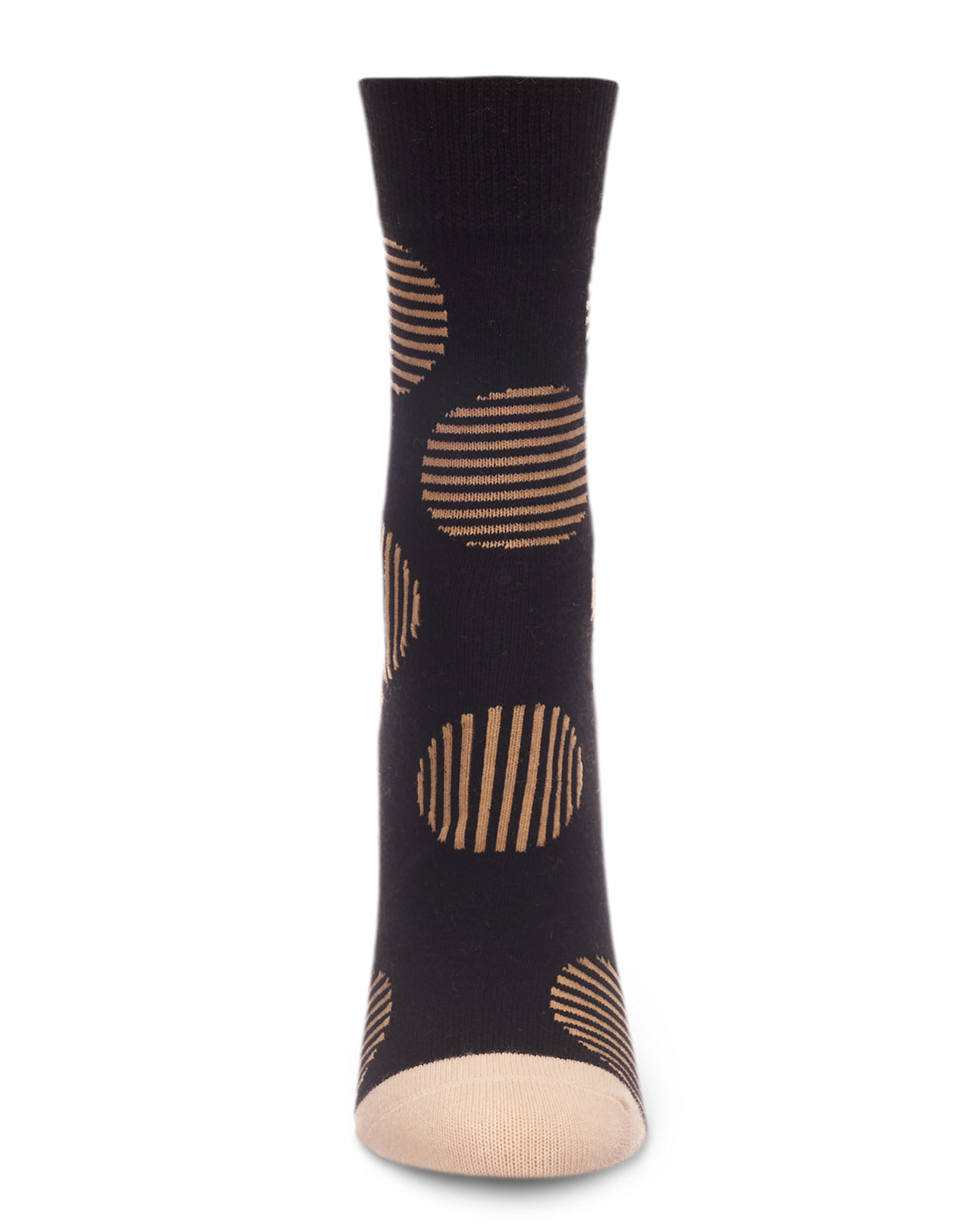 Women's Retro Striped Circle Cotton Blend Crew Sock : Color: Black