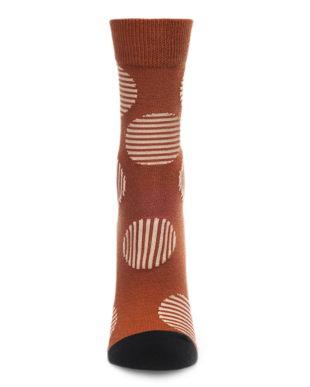 Women's Retro Striped Circle Cotton Blend Crew Sock : Color: Black