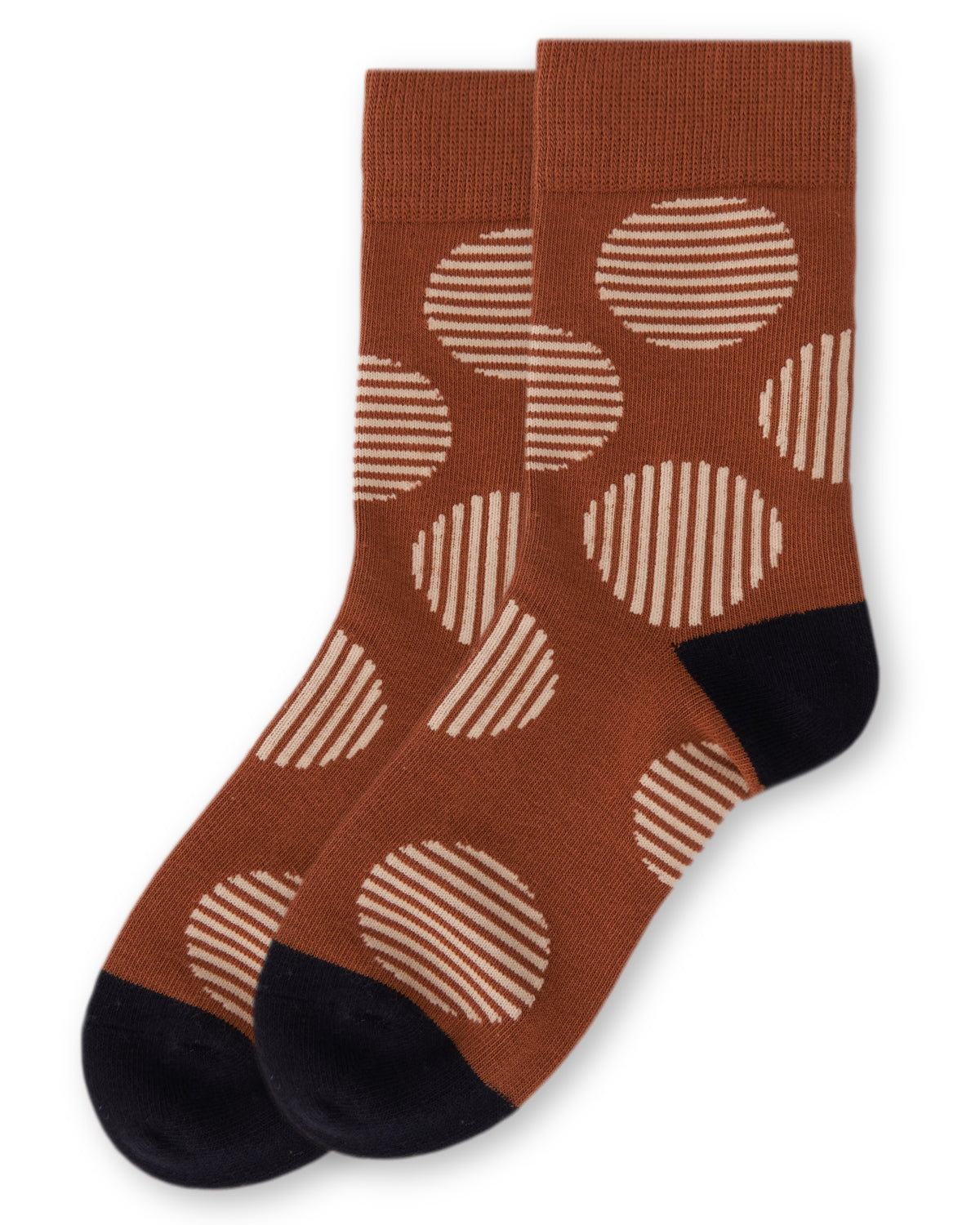 Women's Retro Striped Circle Cotton Blend Crew Sock : Color: Black