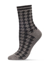 Women's Classic Houndstooth Cotton Blend Crew Sock : Color: Med Gray Heather