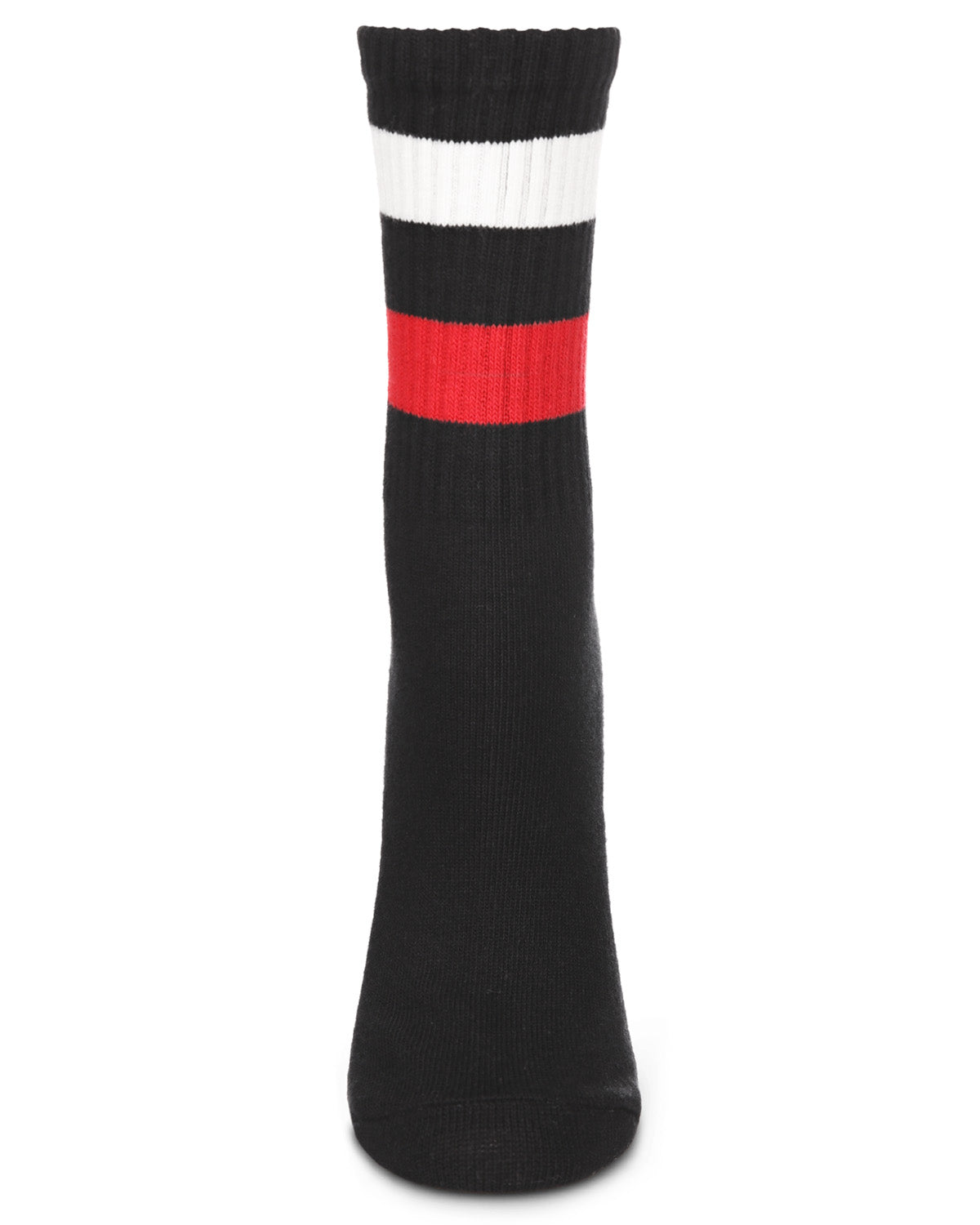 Women's Thick Tennis Stripe Cotton Blend Crew Sock : Color: Black