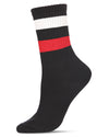 Women's Thick Tennis Stripe Cotton Blend Crew Sock : Color: Black