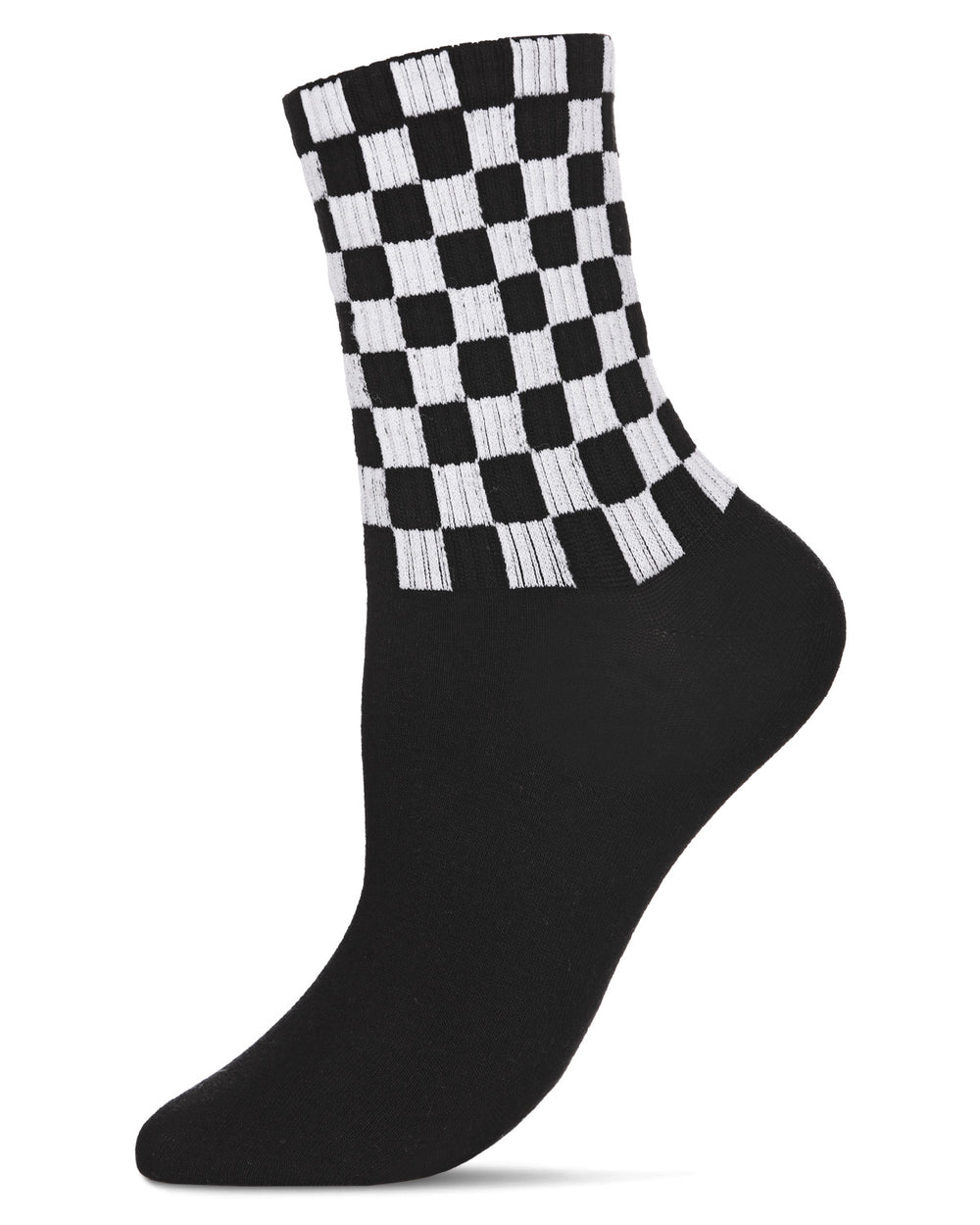 Women's Athletic Checkered Cotton Blend Crew Sock : Color: Black