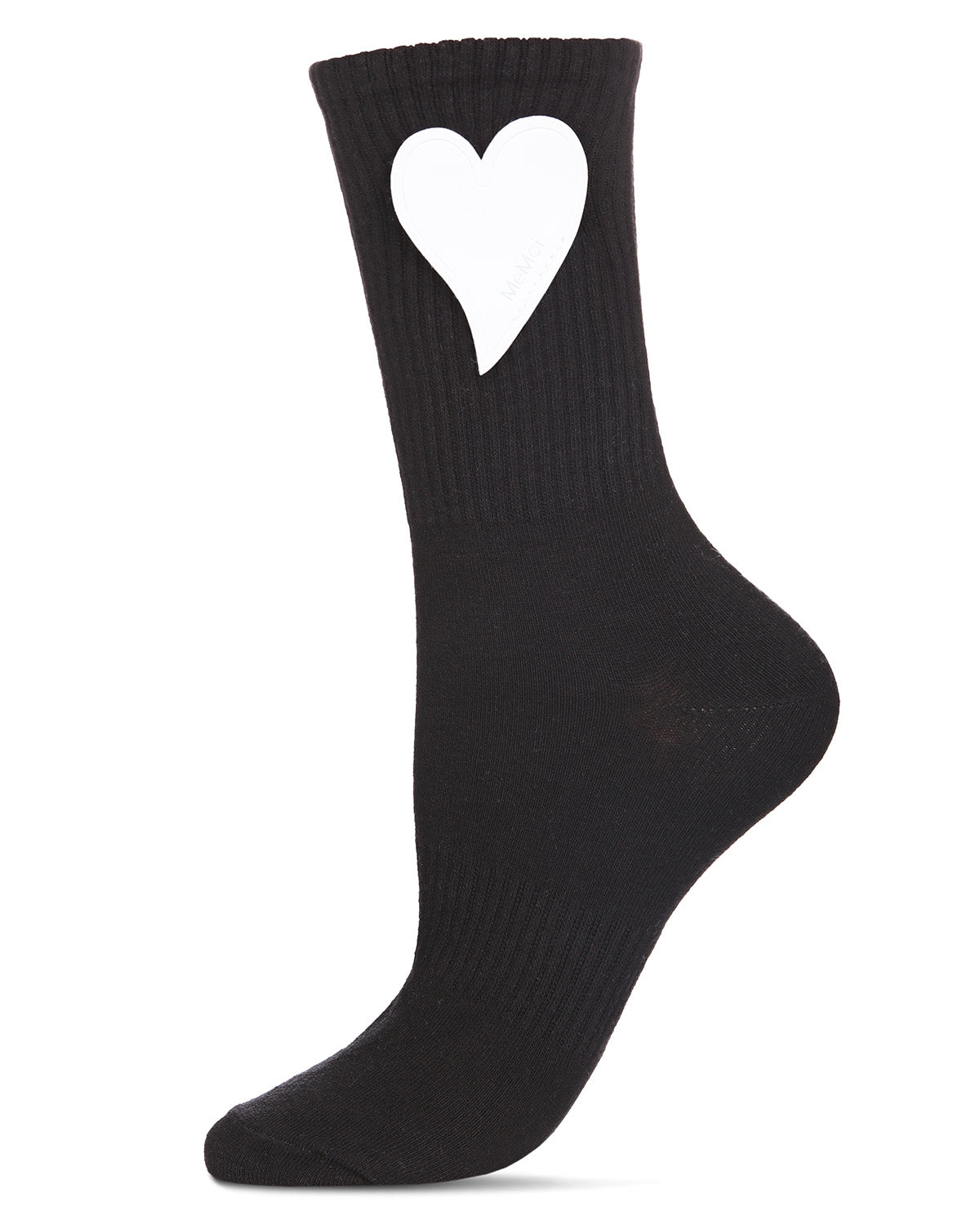 Women's Floating Heart Cotton Blend Crew Sock : Color: Black
