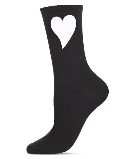 Women's Floating Heart Cotton Blend Crew Sock : Color: Black