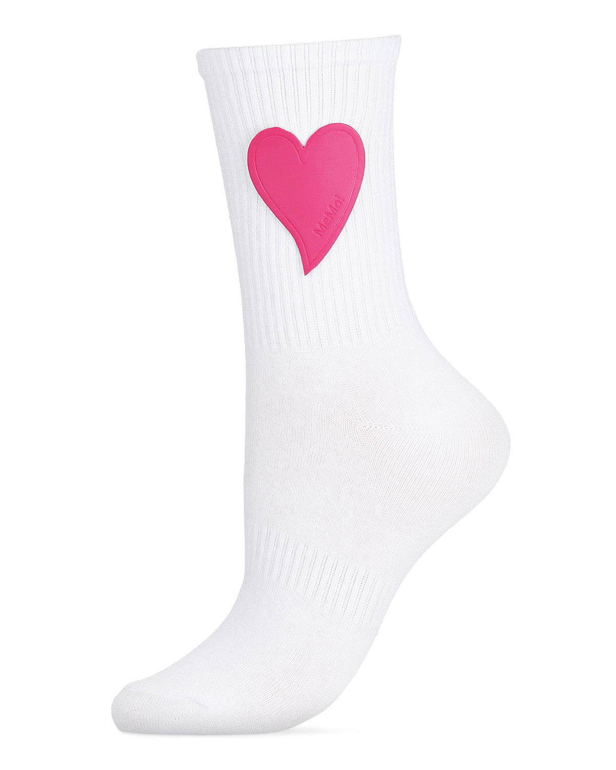 Women's Floating Heart Cotton Blend Crew Sock : Color: White