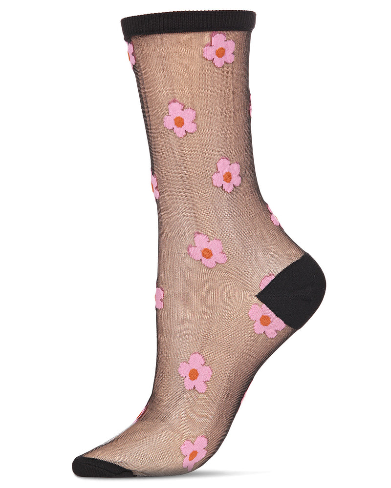 Women's Delightful Daisies Sheer Crew Socks
