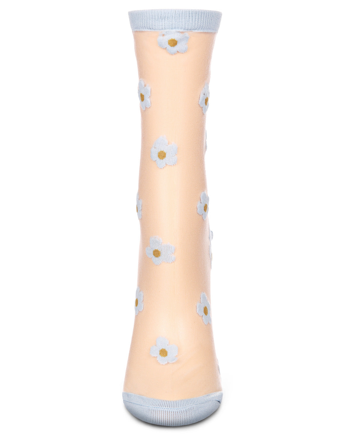 Women's Delightful Daisies Sheer Crew Socks : Color: Light Blue