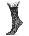 Women's Floral Ruffle Polka Dot Cuff Crew Socks : Color: Black