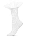 Women's Floral Ruffle Polka Dot Cuff Crew Socks : Color: White