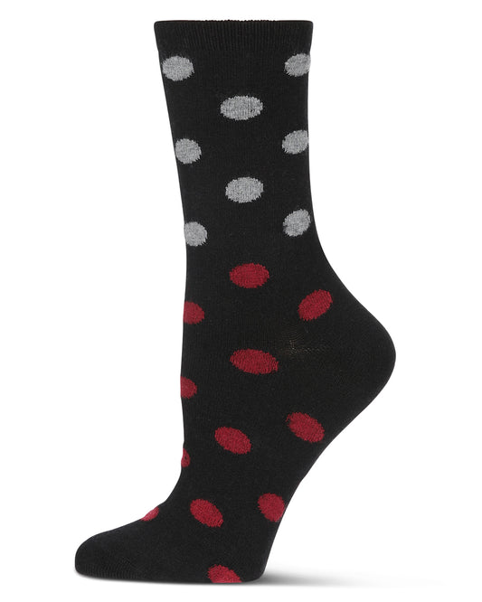 Women's Spotted Cashmere Blend Crew Socks : Color: Black