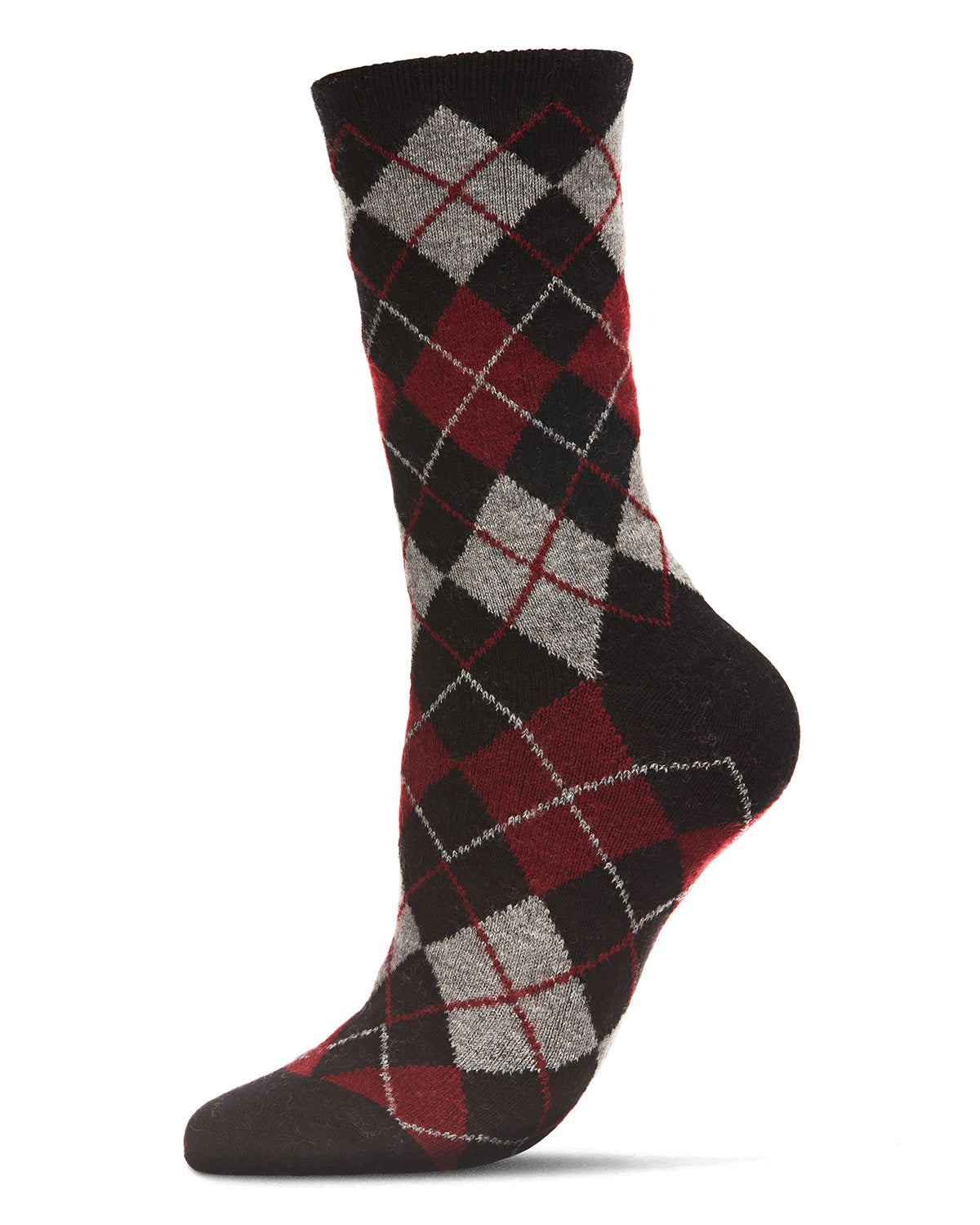 Women's Soft Chevron Trio Cashmere Blend Crew Socks : Color: Black