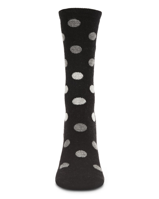 Women's Multi Shade Polka Dot Cashmere Blend Crew Socks : Color: Black