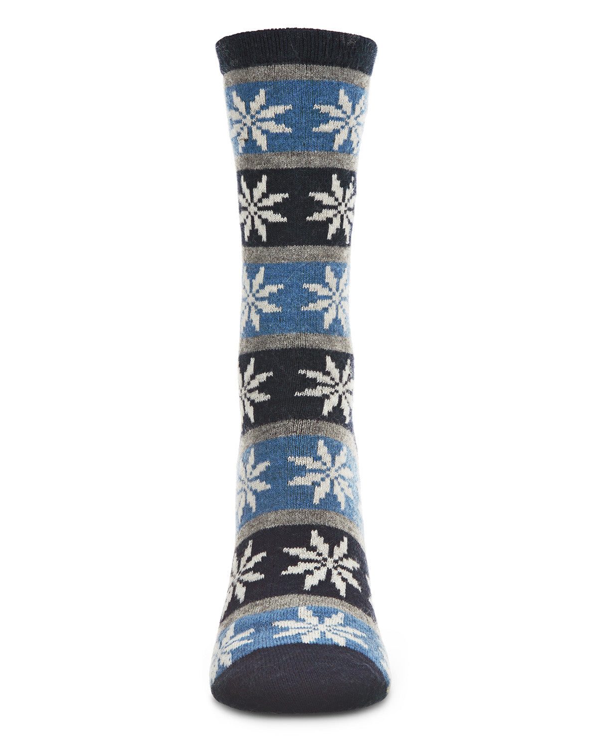 Women's Soft Snowflake Fair Isle Cashmere Blend Crew Socks : Color: Black