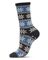 Women's Soft Snowflake Fair Isle Cashmere Blend Crew Socks : Color: Navy