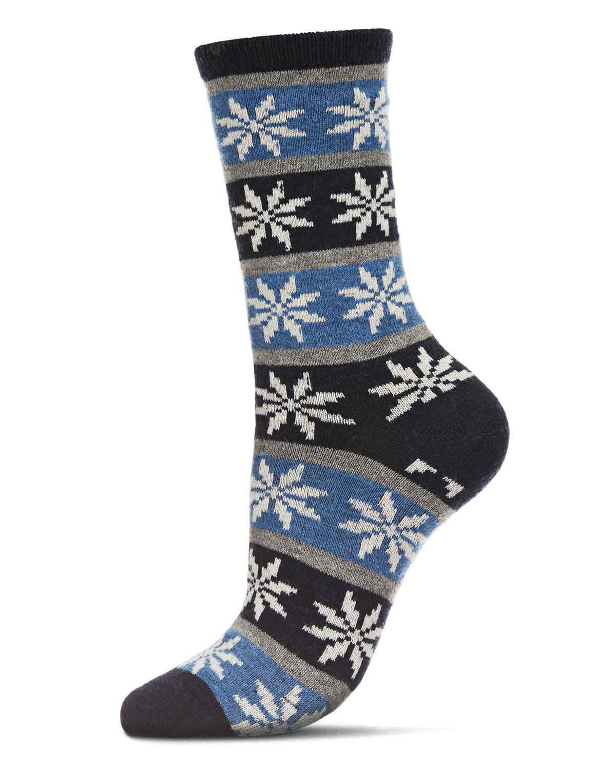 Women's Soft Snowflake Fair Isle Cashmere Blend Crew Socks : Color: Navy