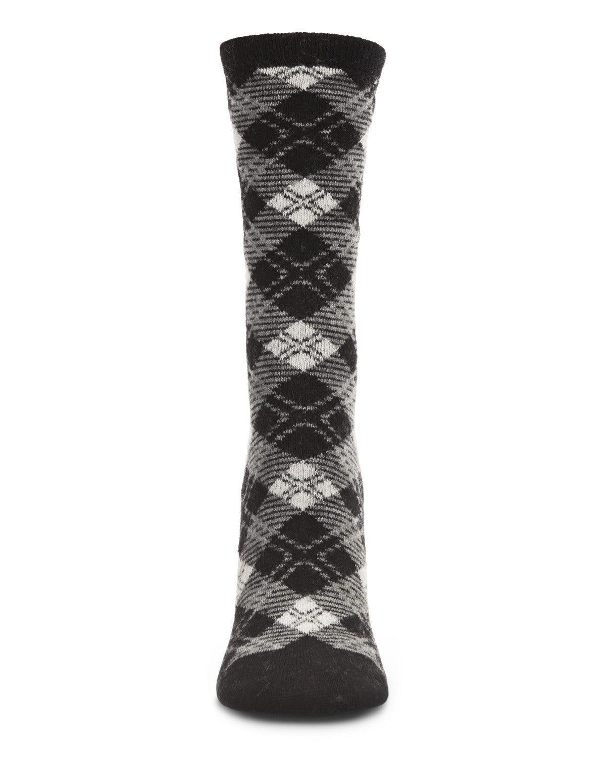 Women's Classic Diamond Overlay Cashmere Blend Crew Socks : Color: Black