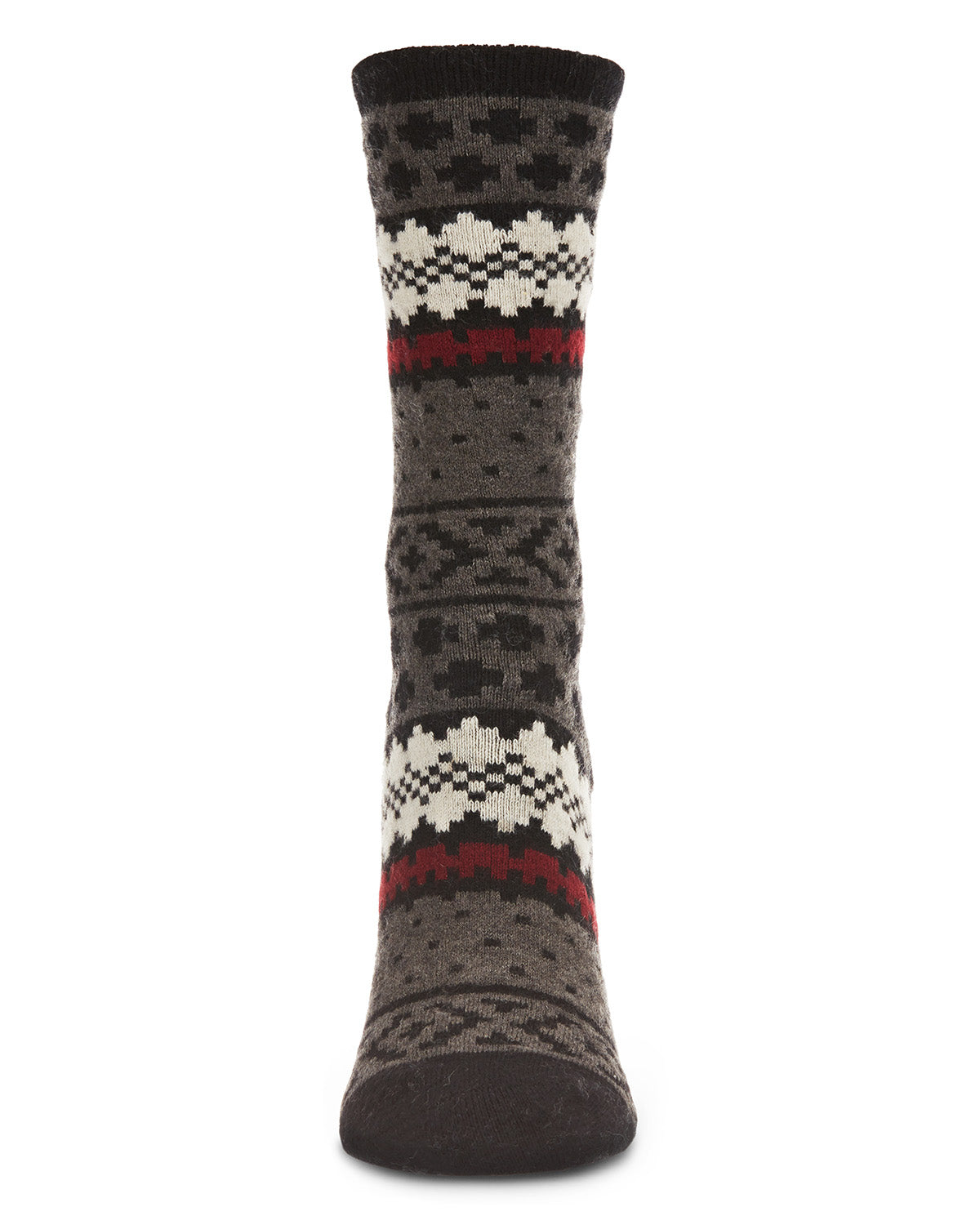 Women's Winter Fair Isle Cashmere Blend Crew Socks : Color: Black