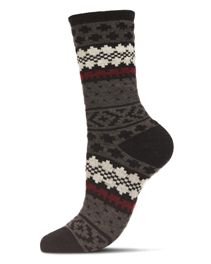 Women's Winter Fair Isle Cashmere Blend Crew Socks : Color: Black