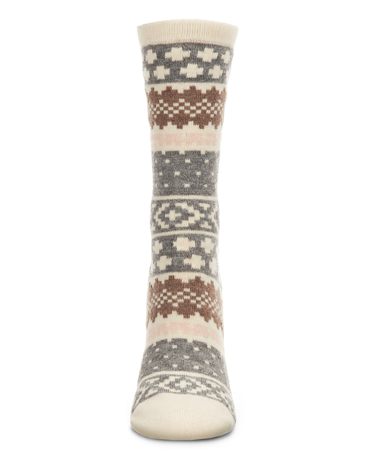 Women's Winter Fair Isle Cashmere Blend Crew Socks : Color: Black