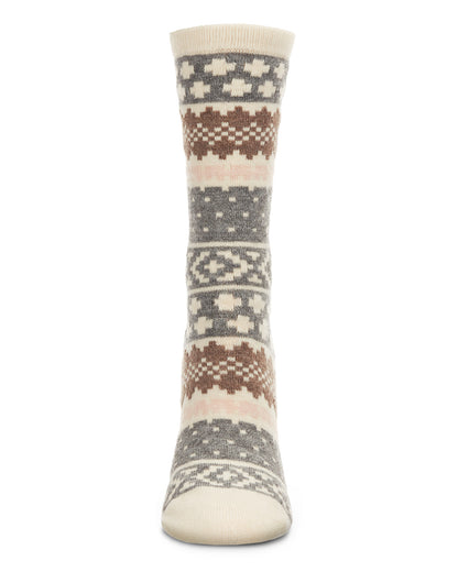 Women's Winter Fair Isle Cashmere Blend Crew Socks : Color: Black