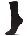 Women's Soft Solid Luxe Ribbed Cashmere Blend Crew Socks : Color: Black