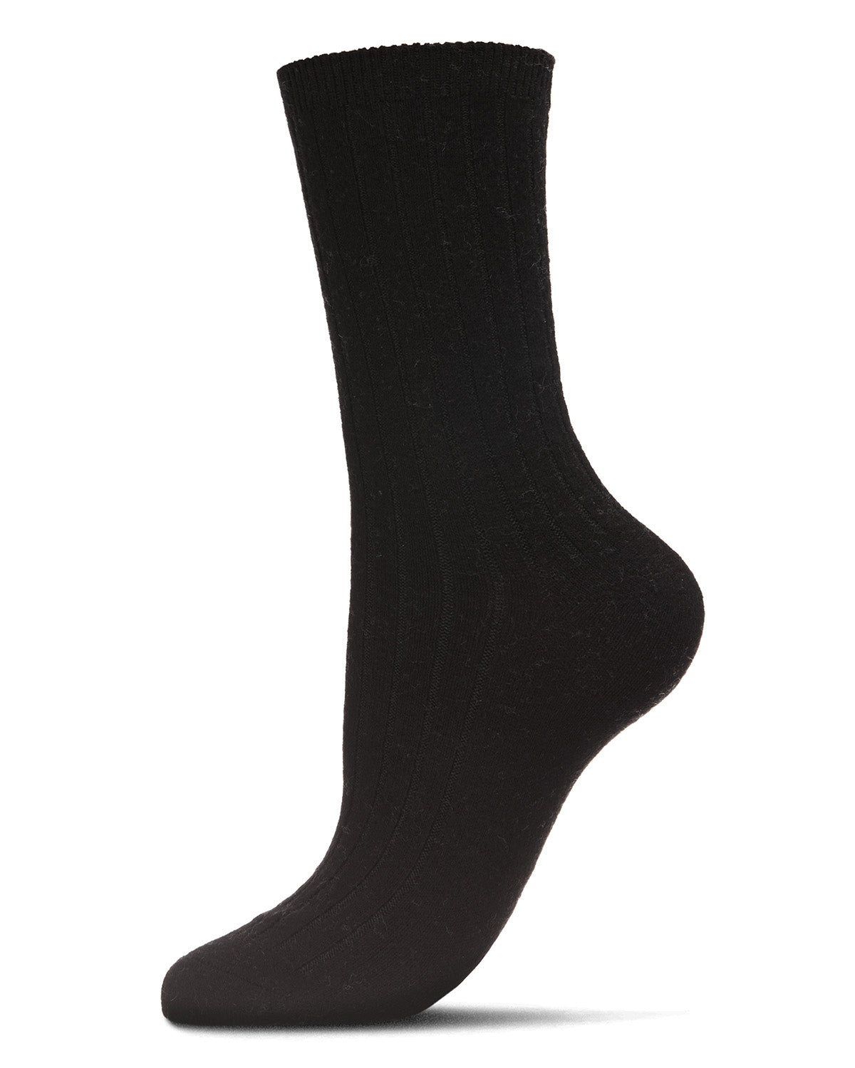 Women's Soft Solid Luxe Ribbed Cashmere Blend Crew Socks : Color: Black