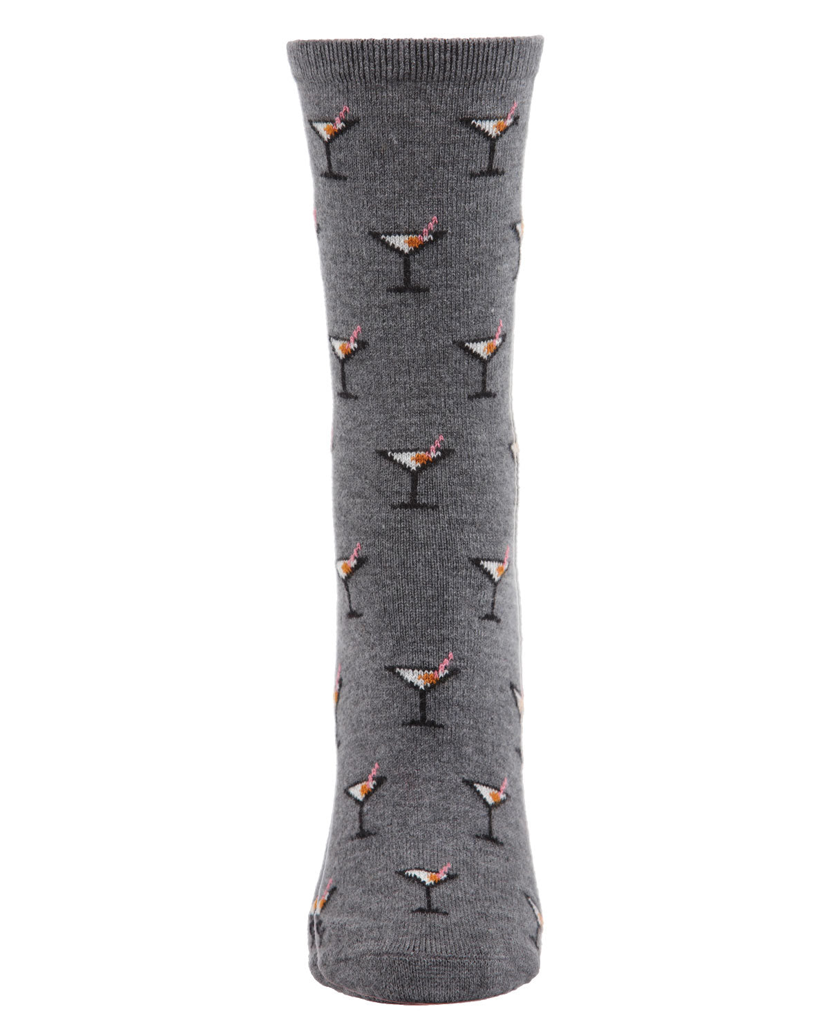 Women's Soft Martini Cocktails Cashmere Blend Crew Socks : Color: Medium Gray Heather