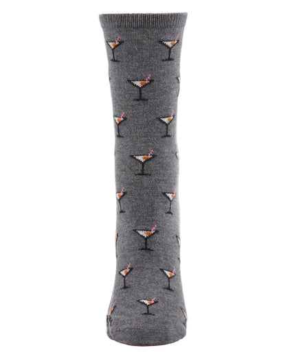 Women's Soft Martini Cocktails Cashmere Blend Crew Socks : Color: Medium Gray Heather