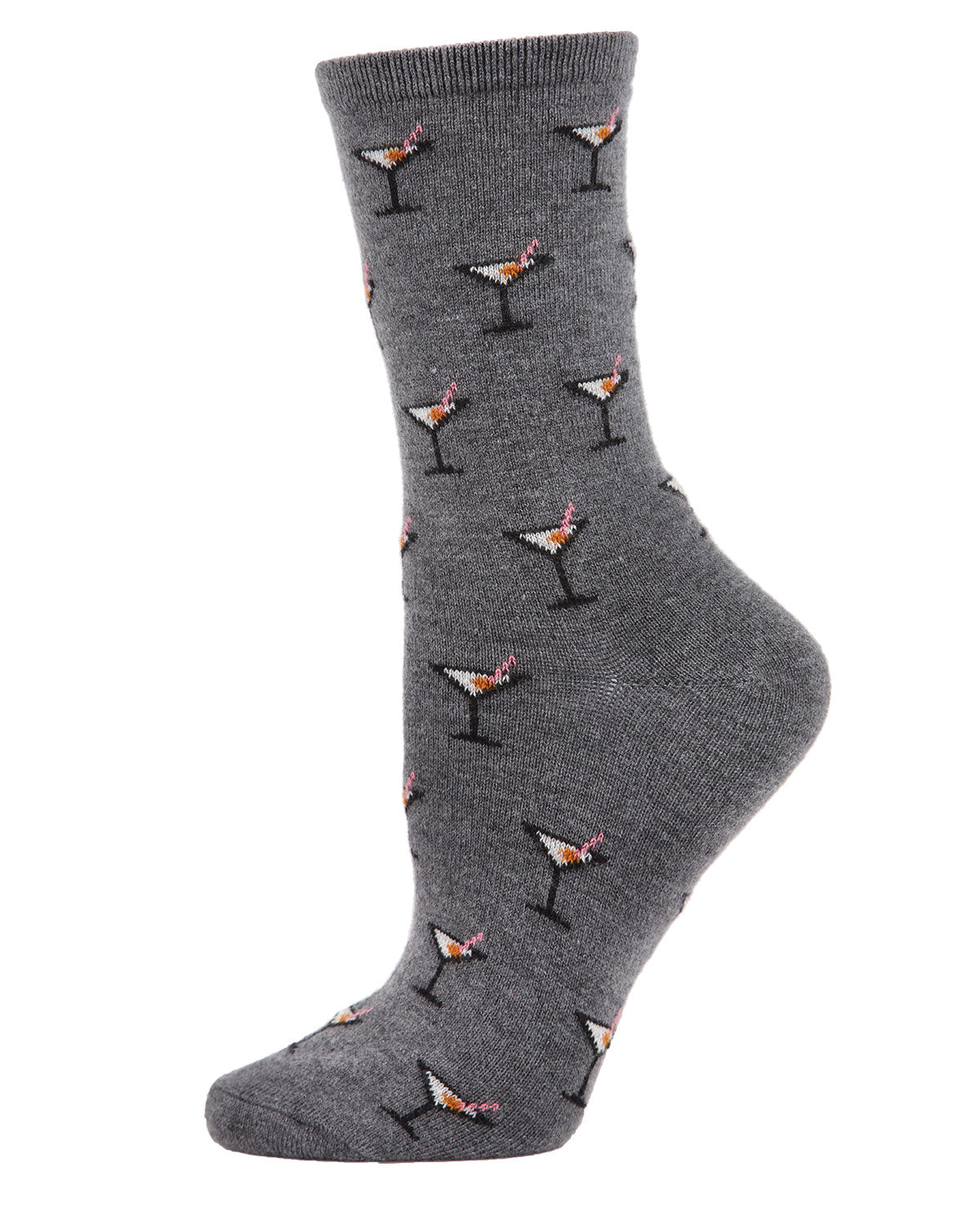 Women's Soft Martini Cocktails Cashmere Blend Crew Socks : Color: Medium Gray Heather