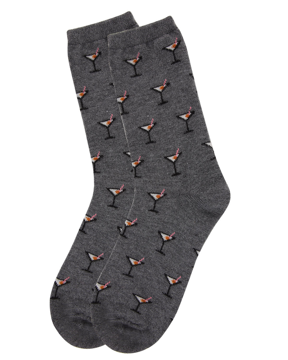 Women's Soft Martini Cocktails Cashmere Blend Crew Socks : Color: Medium Gray Heather