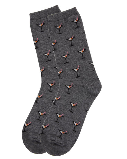 Women's Soft Martini Cocktails Cashmere Blend Crew Socks : Color: Medium Gray Heather