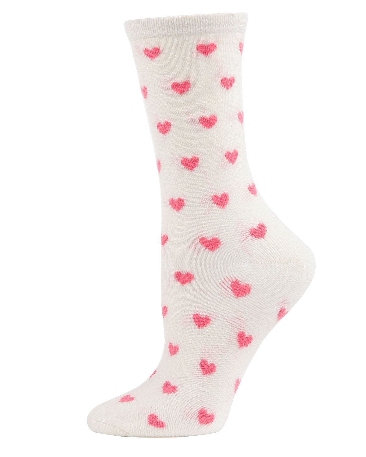 Women's Soft Heart Print Cashmere Blend Crew Sock